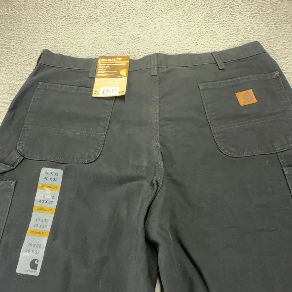 Carhartt Jeans Mens 40x32 Black Loose Straight Washed Duck Dungaree Orginal Fit